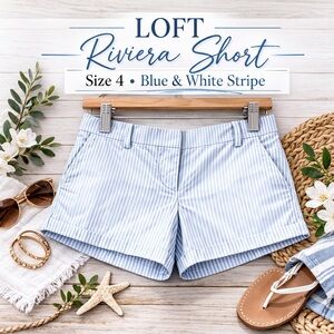 LOFT Riviera Short Blue & White Stripe Size 4